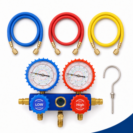 Set Manometru CT-236G cu 3 Furtunuri, compatibil cu Freon R22, R134a și R410A